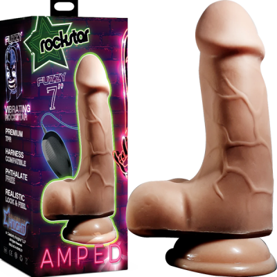 Fuzzy Vibrating Dildo - 7" (Light Skin Tone)