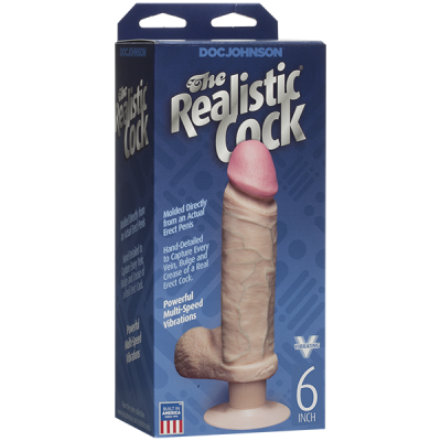 The Realistic Cock - Vibrating Cock with Balls - 6" - Doc Johnson (Light Skin Tone)