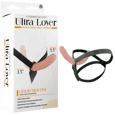 Ultra Lover - Double Dong with Harness - Lesbians' Delight - Excellent Power (Light Skin Tone)
