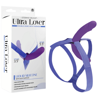 Ultra Lover - Double Dong with Harness - Lesbians' Delight - Excellent Power (Purple)