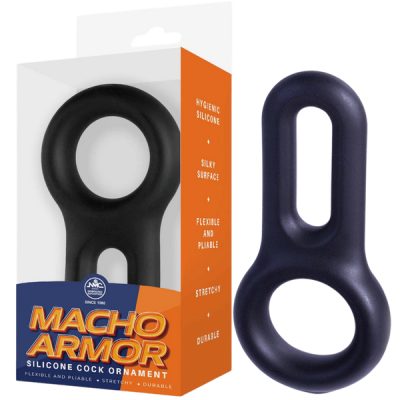 Macho Armor Stretchy Silicone Cock & Ball Ring (Black)