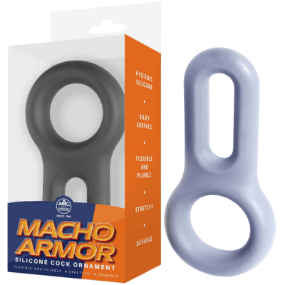 Macho Armor Stretchy Silicone Cock & Ball Ring (Grey)