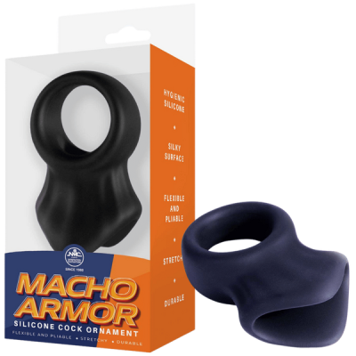 Macho Armor Silicone Cock & Ball Ring (Black)