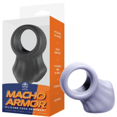 Macho Armor Silicone Cock & Ball Ring (Grey)