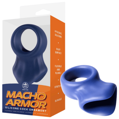 Macho Armor Silicone Cock & Ball Ring (Blue)