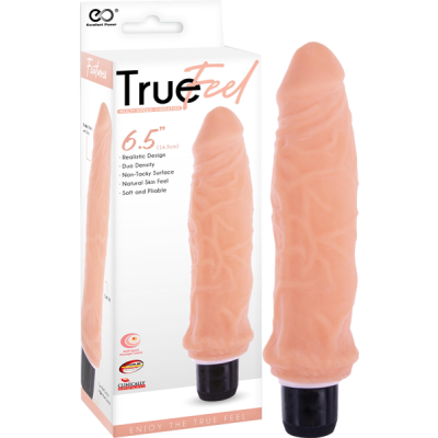 Ribbed Vibrating Dildo - 6.5" - True Feel - Excellent Power (Light Skin Tone)