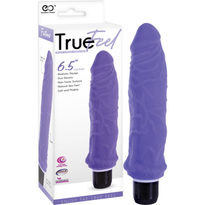 Ribbed Vibrating Dildo - 6.5" - True Feel - Excellent Power (Purple)