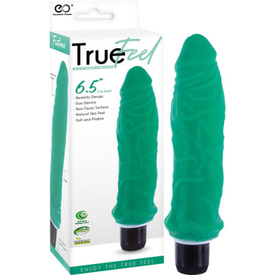 Ribbed Vibrating Dildo - 6.5" - True Feel - Excellent Power (Green)