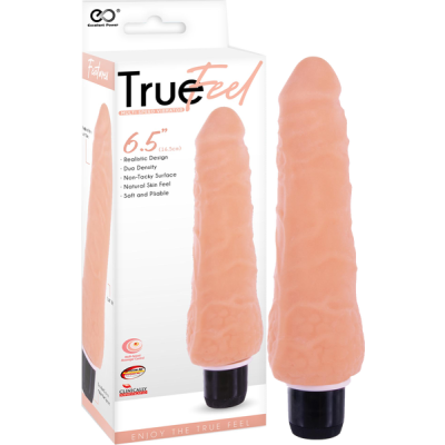 Slim Vibrating Dildo - 6.5" - True Feel - Excellent Power (Light Skin Tone)