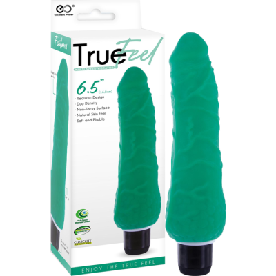 Slim Vibrating Dildo - 6.5" - True Feel - Excellent Power (Green)