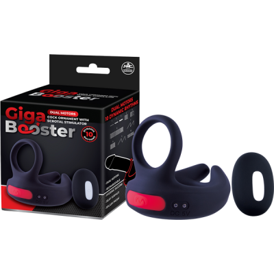 Dual Motor Cock Ornament with Scrotal Stimulator (Black)