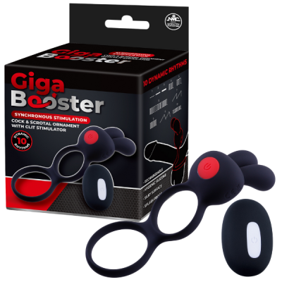 Cock & Scrotal Ornament with Clit Stimulator - A (Black)