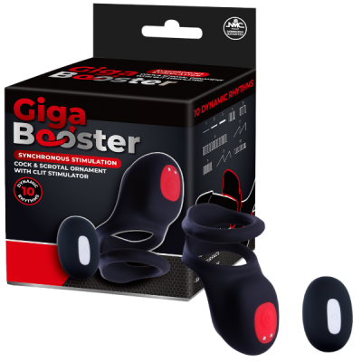 Cock & Scrotal Ornament with Clit Stimulator - B (Black)