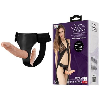 Ultra Passionate Harness - Double Dildo - Pretty Love (Light Skin Tone)