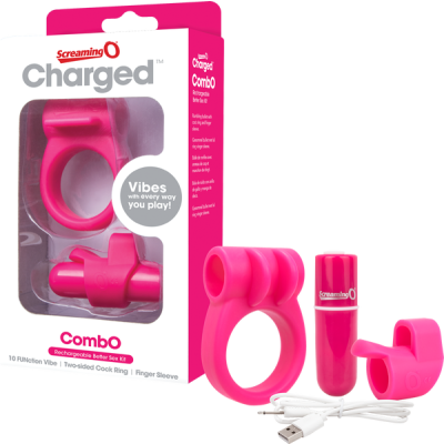 Charged Combo Kit #1 - Cock Ring & Fingertip Sleeve (Pink)