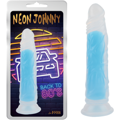 Neon Johnny Dildo - 8.4" - Laviva (Glow Blue)
