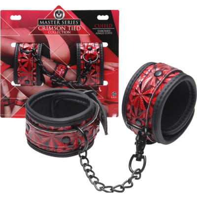 Crimson Tied Embossed Ankle Cuffs