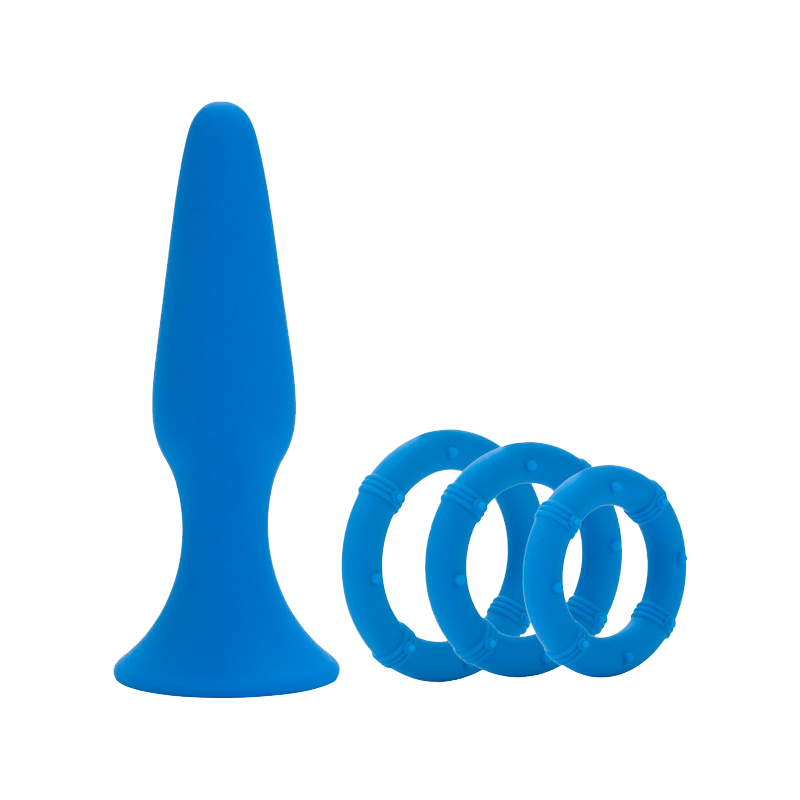 Calexotics Silicone Performance Kit - Anal Plug & Penis Rings (Blue)