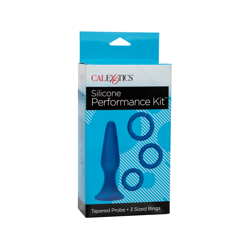 Calexotics Silicone Performance Kit - Anal Plug & Penis Rings (Blue)