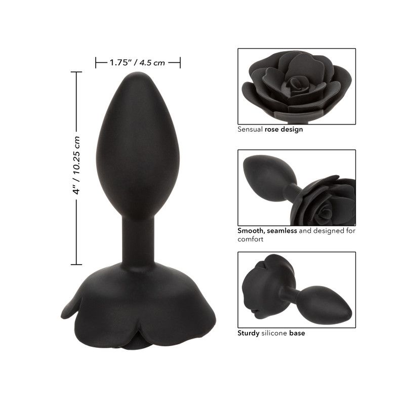 Forbidden Large Rose Anal Plug (Black)