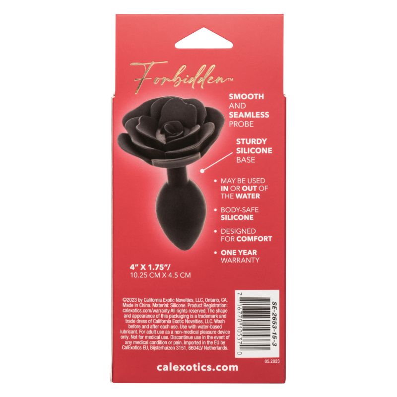 Forbidden Large Rose Anal Plug (Black)
