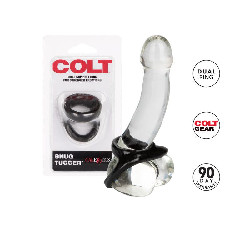 Snug Tugger Double Cock Ring - Calexotics (Black)