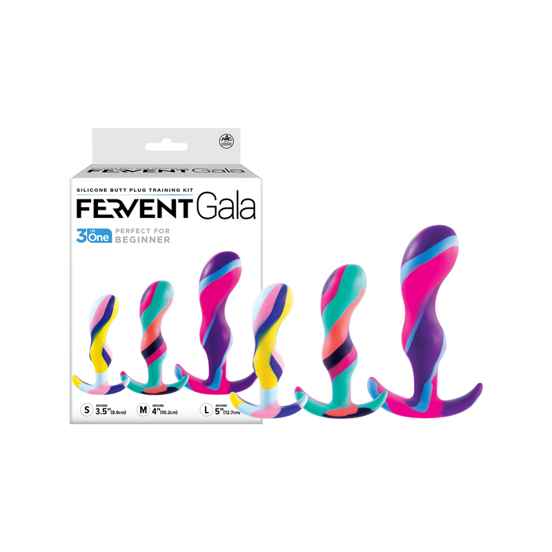 Fervent Gala 3in1 Silicone Butt Plug Training Kit (Multi Colour)
