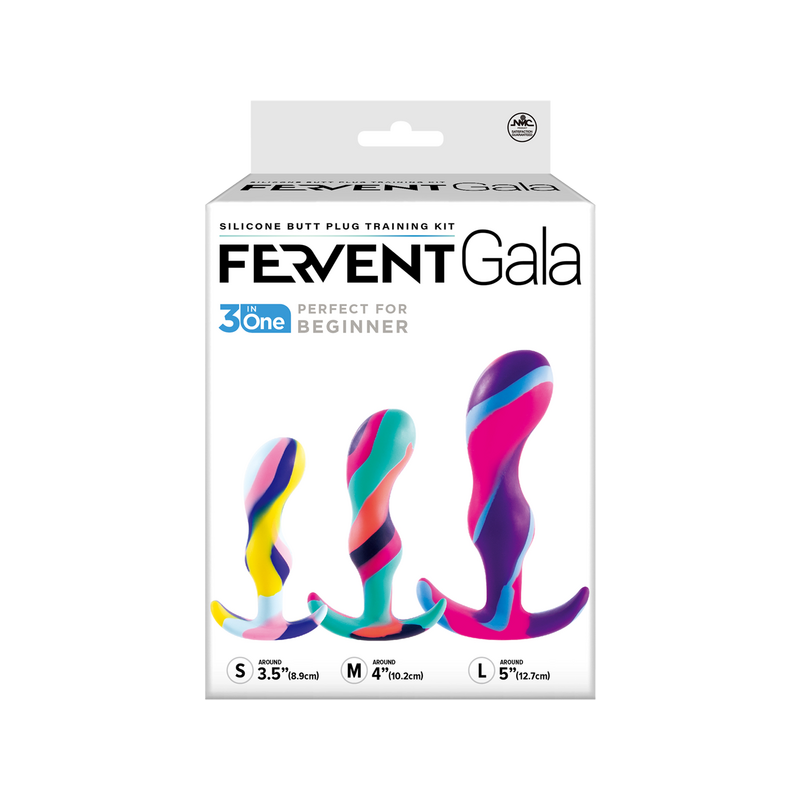 Fervent Gala 3in1 Silicone Butt Plug Training Kit (Multi Colour)
