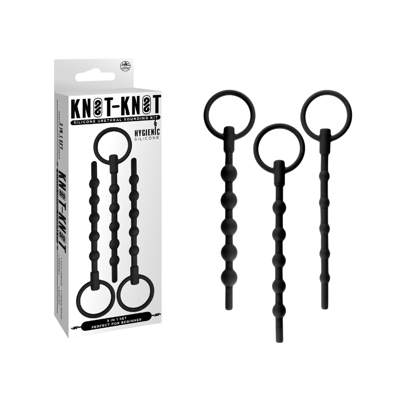 Knot Knot 3in1 Urethral Sounding Kit - Ribbed (Black)
