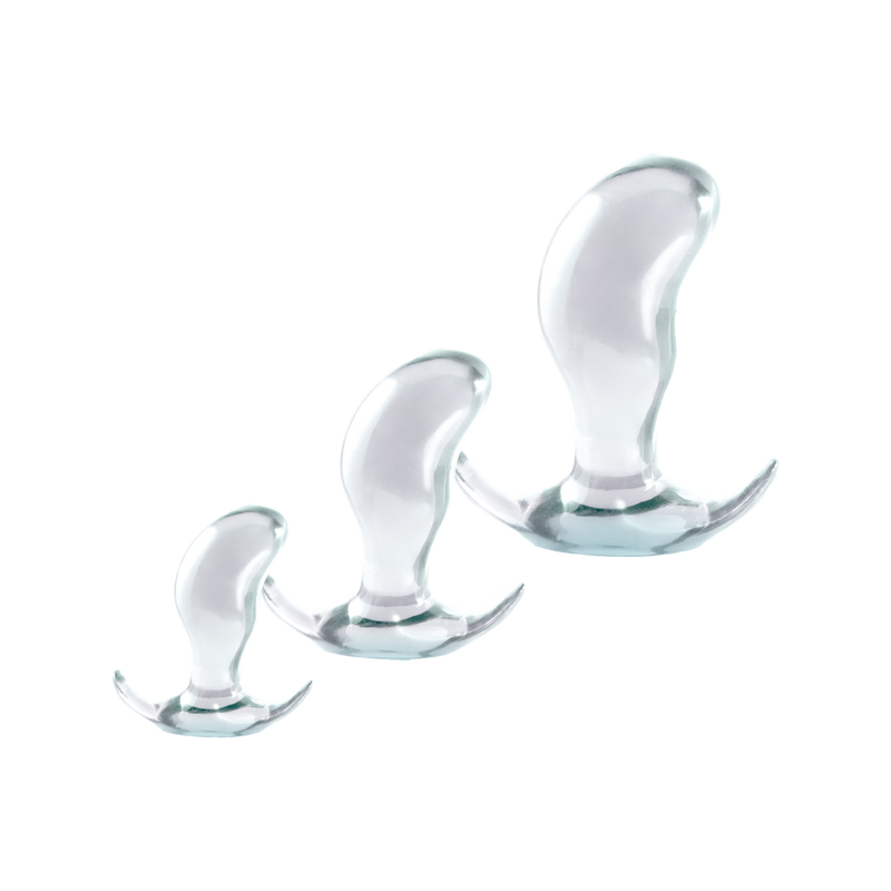 3 In 1 Anal Plug Kit Set (Bent Clear)
