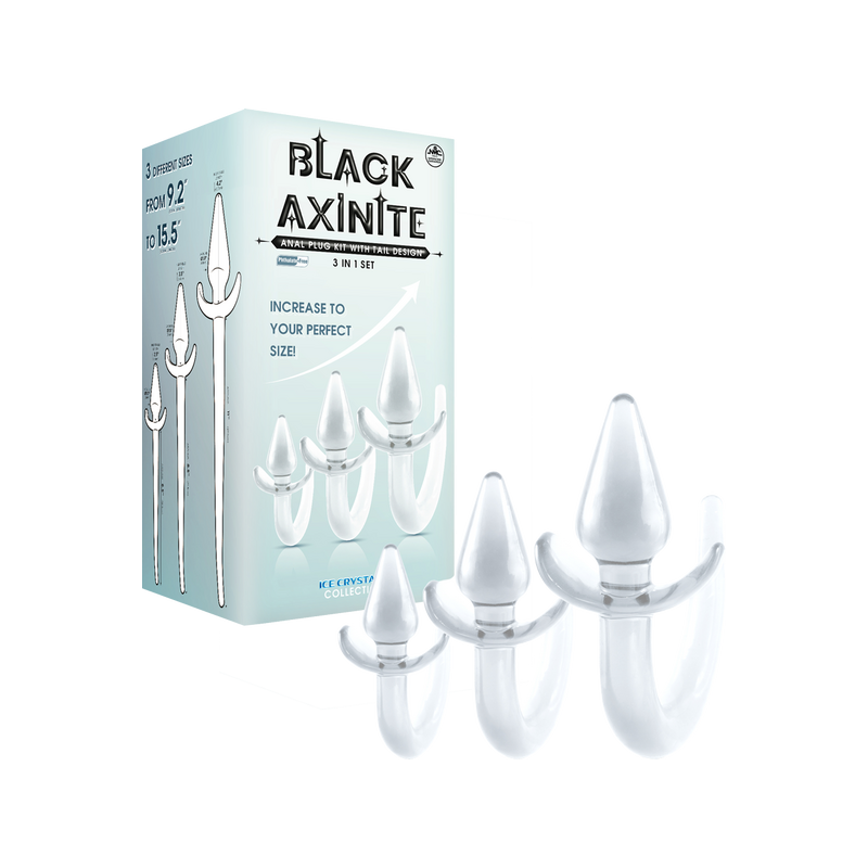 3 In 1 Anal Plug Kit with Tail (Clear)