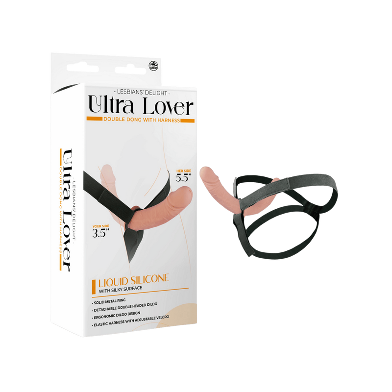 Ultra Lover - Double Dong with Harness - Lesbians' Delight - Excellent Power (Light Skin Tone)
