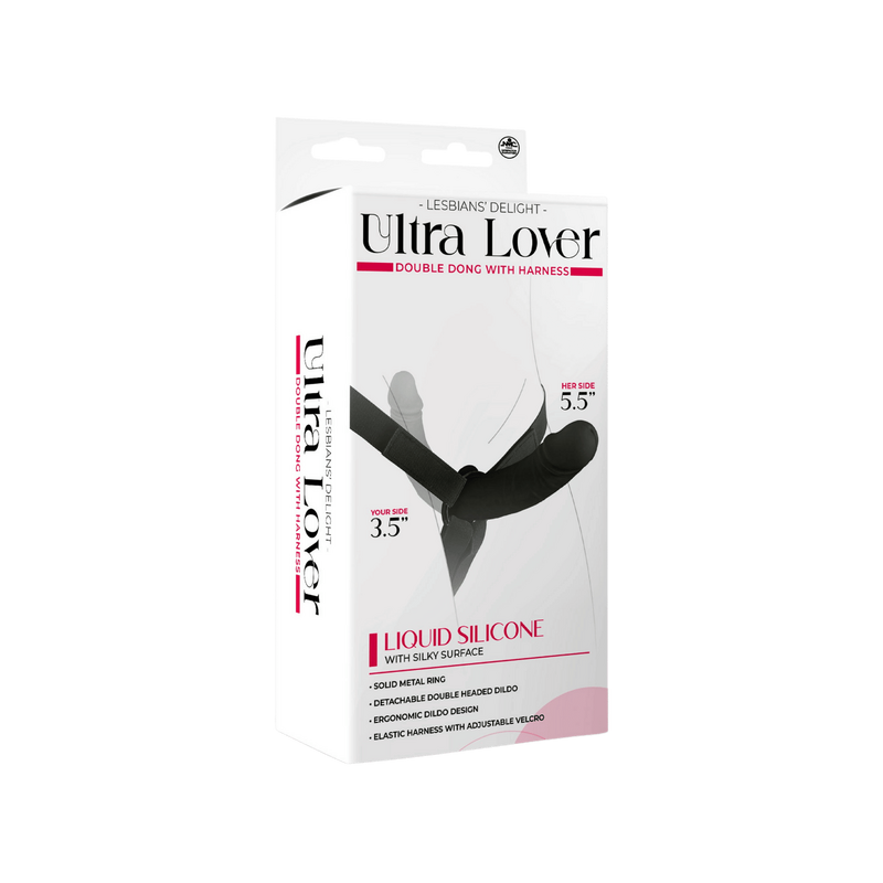 Ultra Lover - Double Dong with Harness - Lesbians' Delight - Excellent Power (Black)