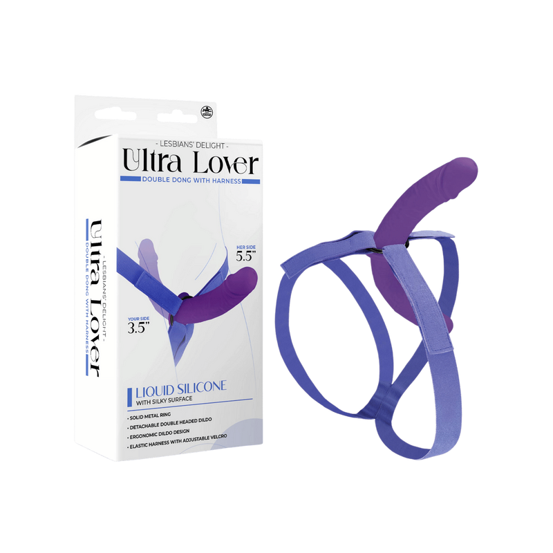 Ultra Lover - Double Dong with Harness - Lesbians' Delight - Excellent Power (Purple)