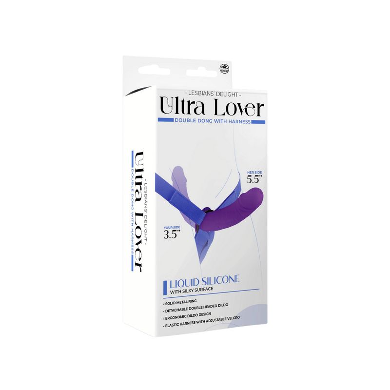 Ultra Lover - Double Dong with Harness - Lesbians' Delight - Excellent Power (Purple)