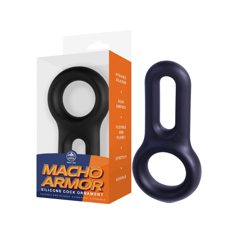 Macho Armor Stretchy Silicone Cock & Ball Ring (Black)