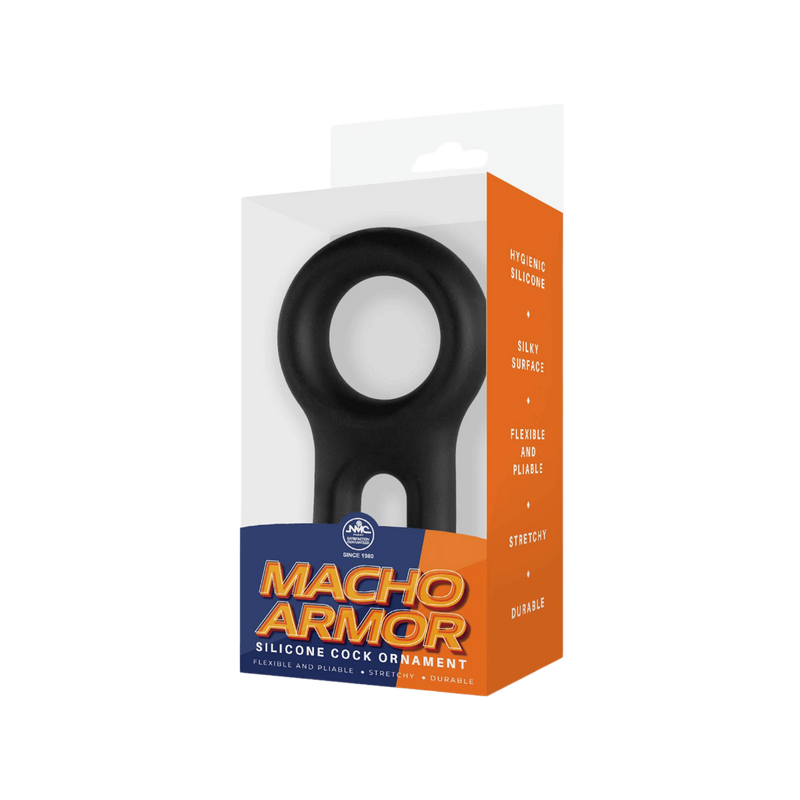 Macho Armor Stretchy Silicone Cock & Ball Ring (Black)