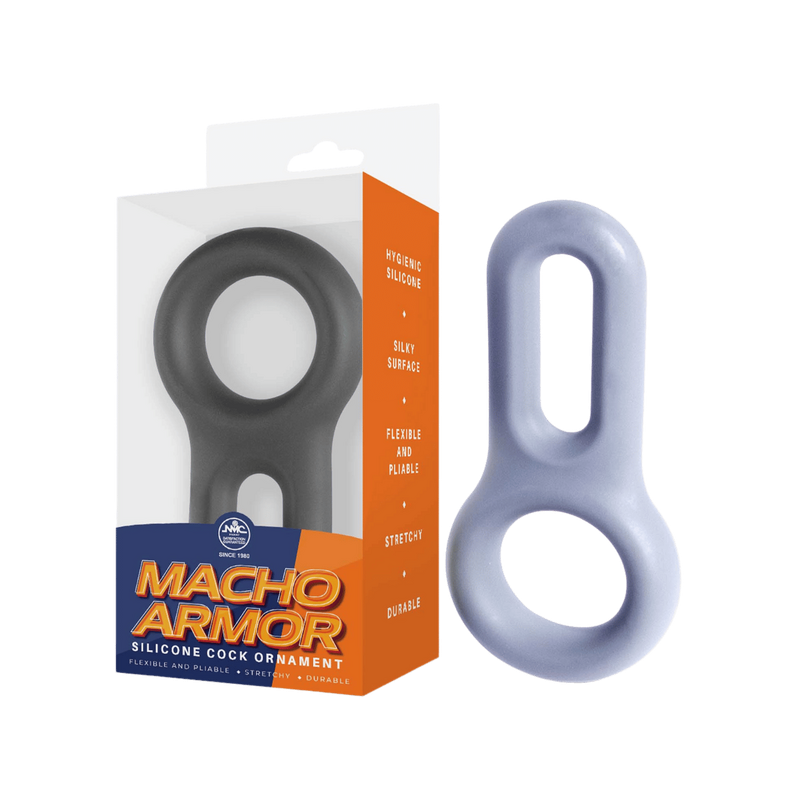 Macho Armor Stretchy Silicone Cock & Ball Ring (Grey)