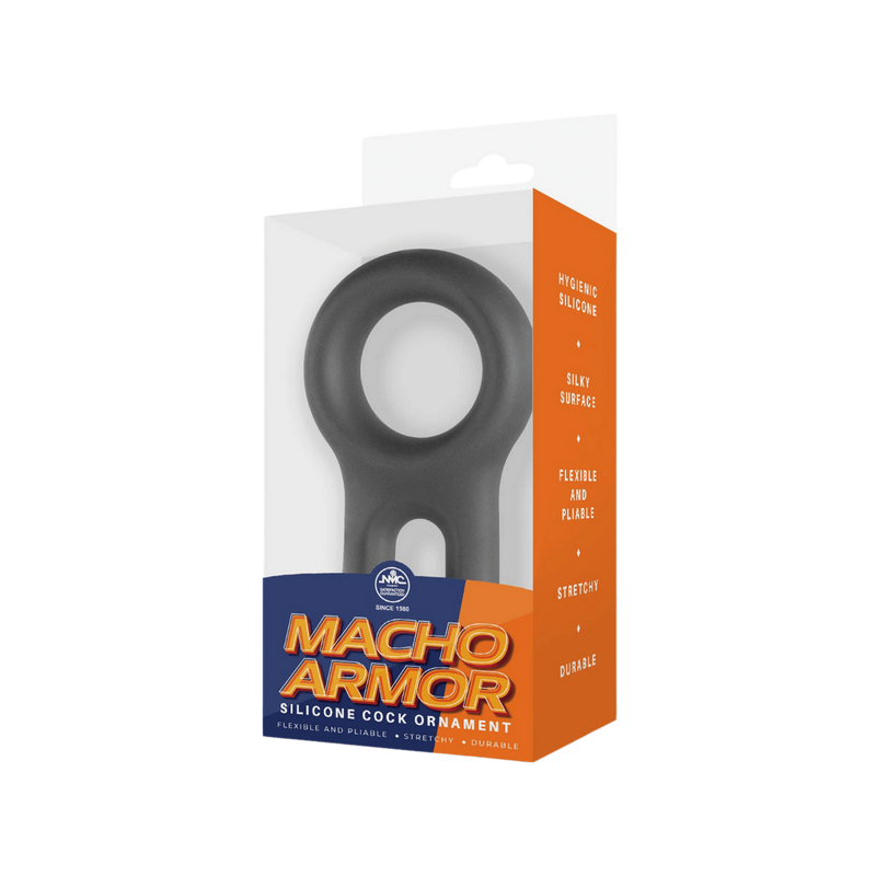 Macho Armor Stretchy Silicone Cock & Ball Ring (Grey)