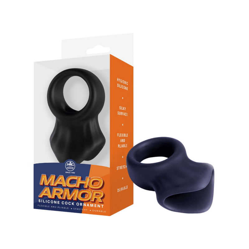 Macho Armor Silicone Cock & Ball Ring (Black)