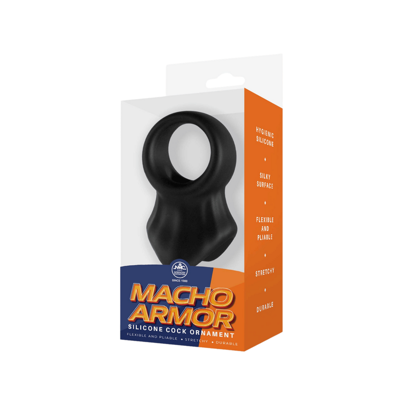 Macho Armor Silicone Cock & Ball Ring (Black)