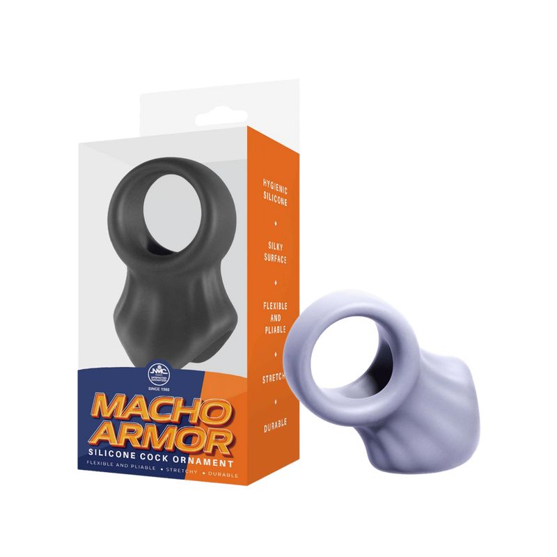 Macho Armor Silicone Cock & Ball Ring (Grey)