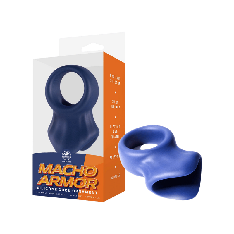 Macho Armor Silicone Cock & Ball Ring (Blue)