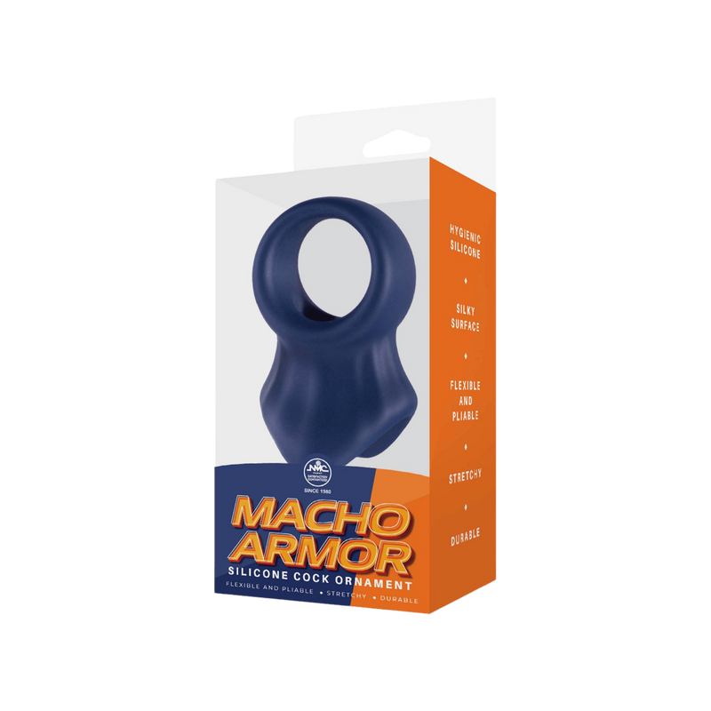 Macho Armor Silicone Cock & Ball Ring (Blue)