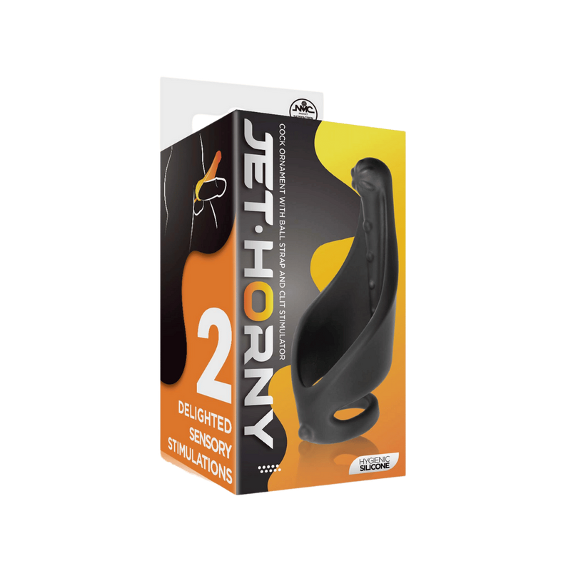Cock Ring with Ball Strap and Clit Stimulator - A (Black)