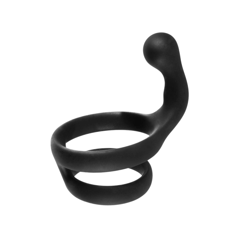 Cock Ring with Ball Strap and Clit Stimulator - B (Black)