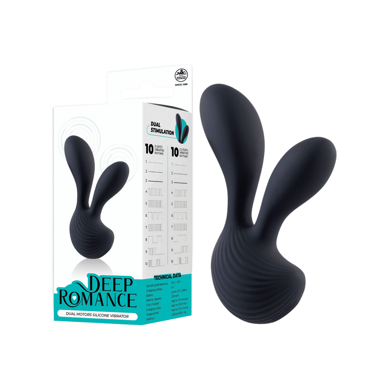 Dual Motors Silicone Vibrator (Black)