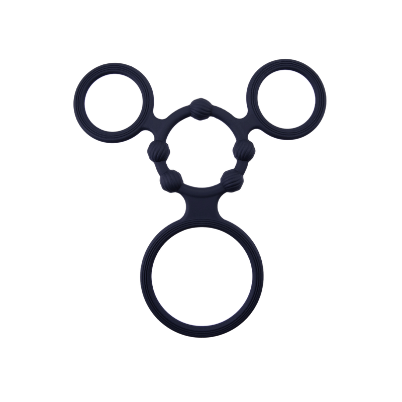 Triple Ring With Ball Stretcher - Endu Ring - Excellent Power (Black)