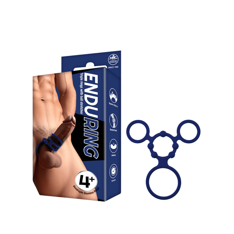 Triple Ring With Ball Stretcher - Endu Ring - Excellent Power (Blue)