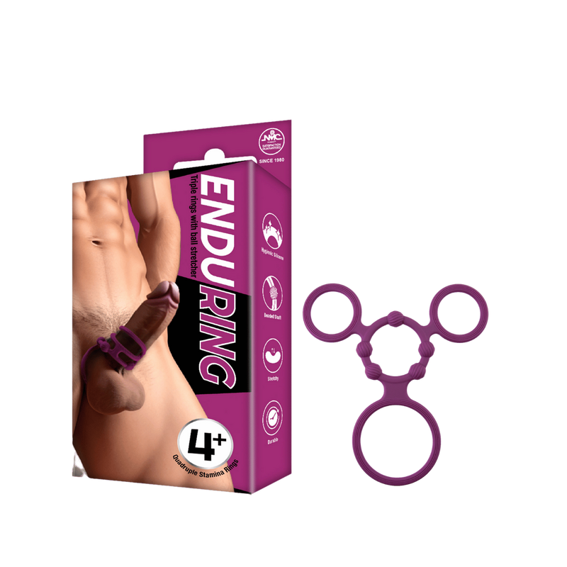 Triple Ring With Ball Stretcher - Endu Ring - Excellent Power (Purple)